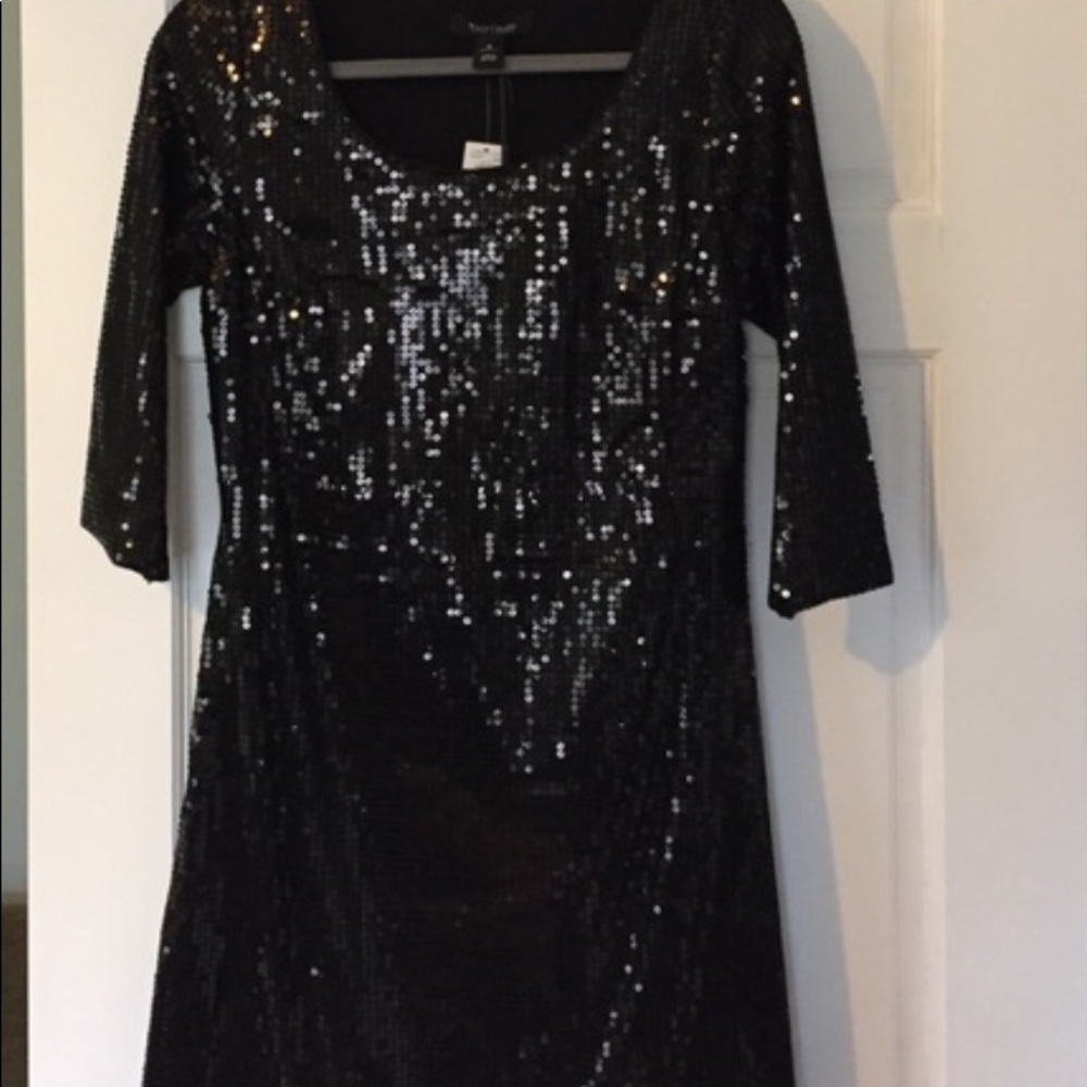 White House Black Market Sequin black mini dress